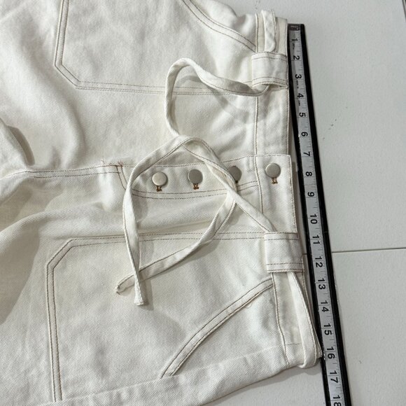 Grace High Rise Utility Shorts White Tie Waist Button Front Womens L - Picture 8 of 9